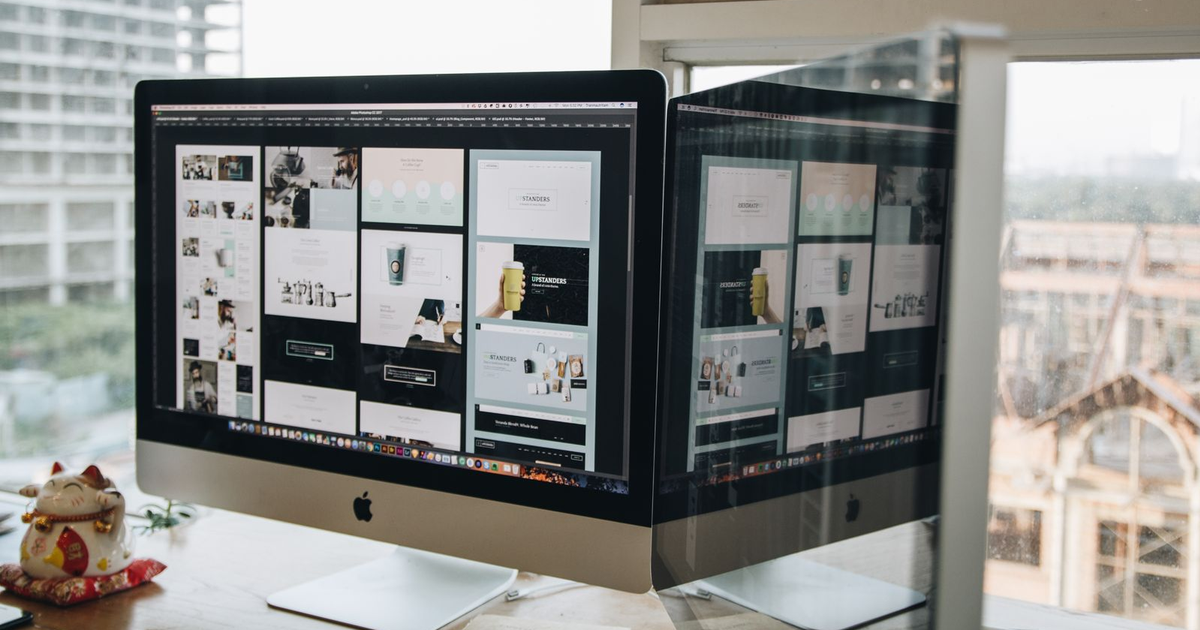 two monitors with web page layouts where contrast and focus states are checked