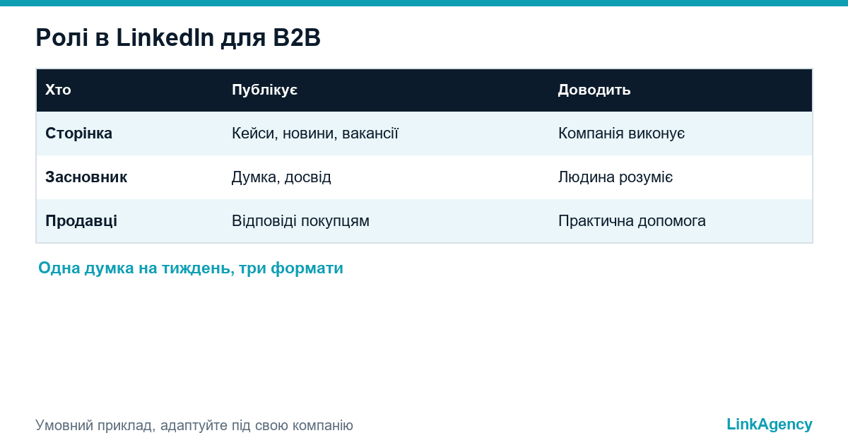 ролі для LinkedIn профілю в B2B