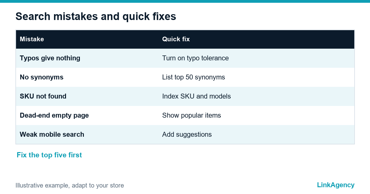 ecommerce site search mistakes and fixes