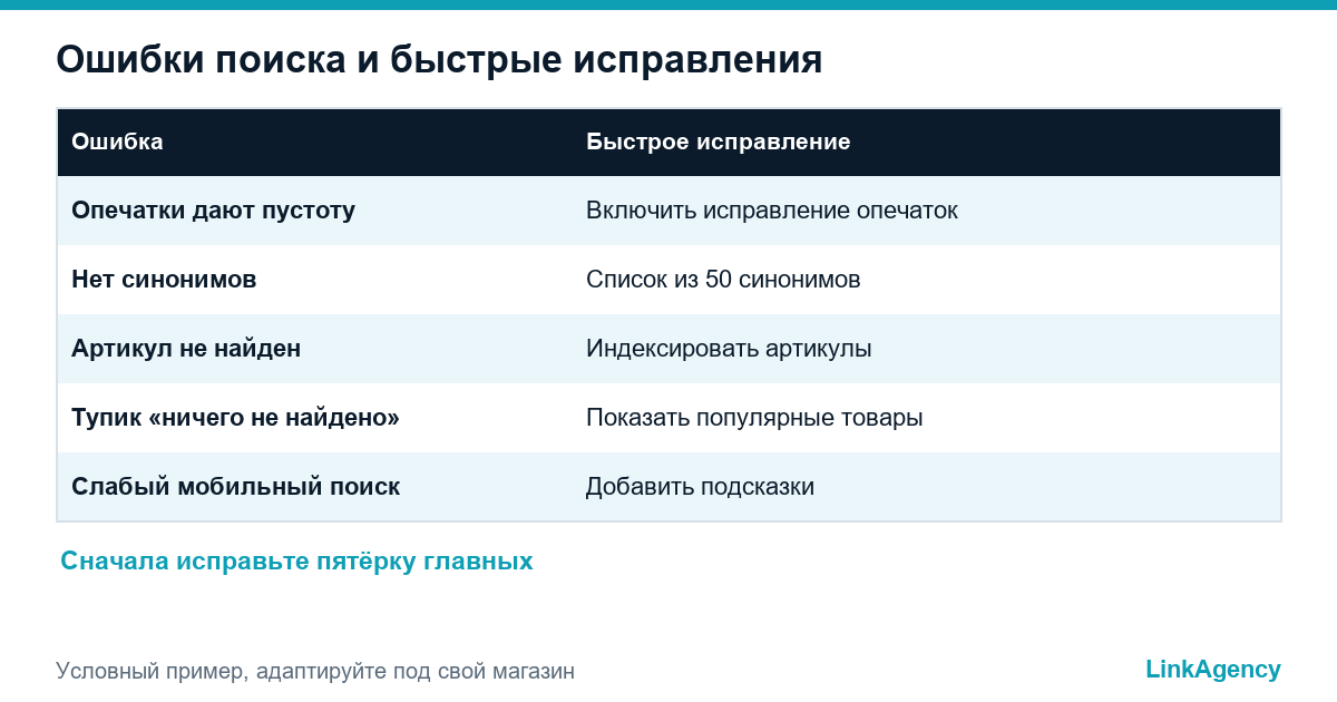 ошибки поиска на сайте интернет-магазина и их исправление